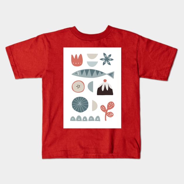 Nordic Christmas Kids T-Shirt by Minxylynx4